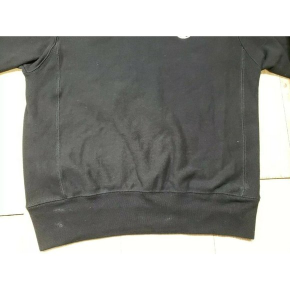 Champion Reverse Weave Sweatshirt Crewneck Small Black SPELL OUT in White - Picture 2 of 11